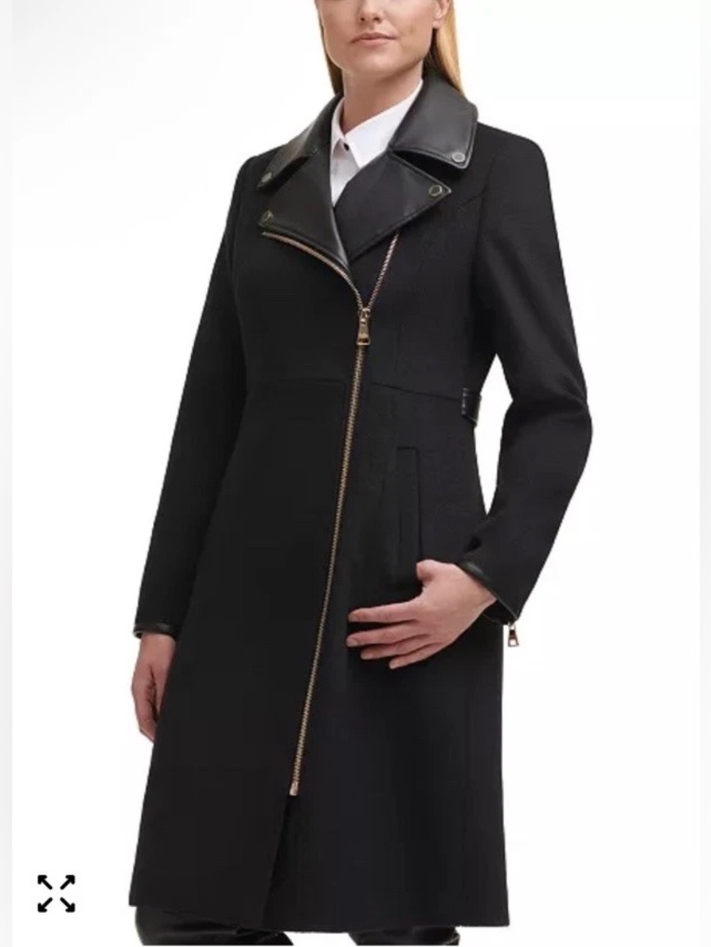 Karl Lagerfeld Asymmetrical Zip Wool-Blend Coat XL